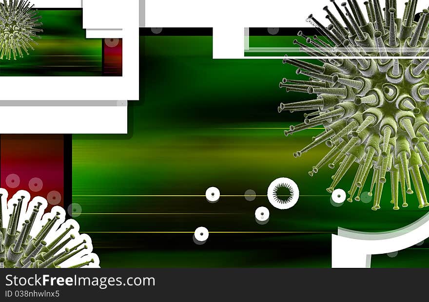 Digital illustration of VIRUS in 3d on digital background