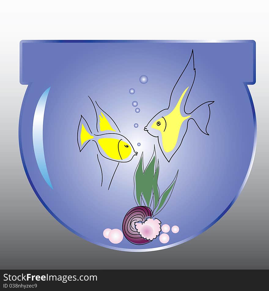 Background with aquarium and two fishes. Background with aquarium and two fishes.