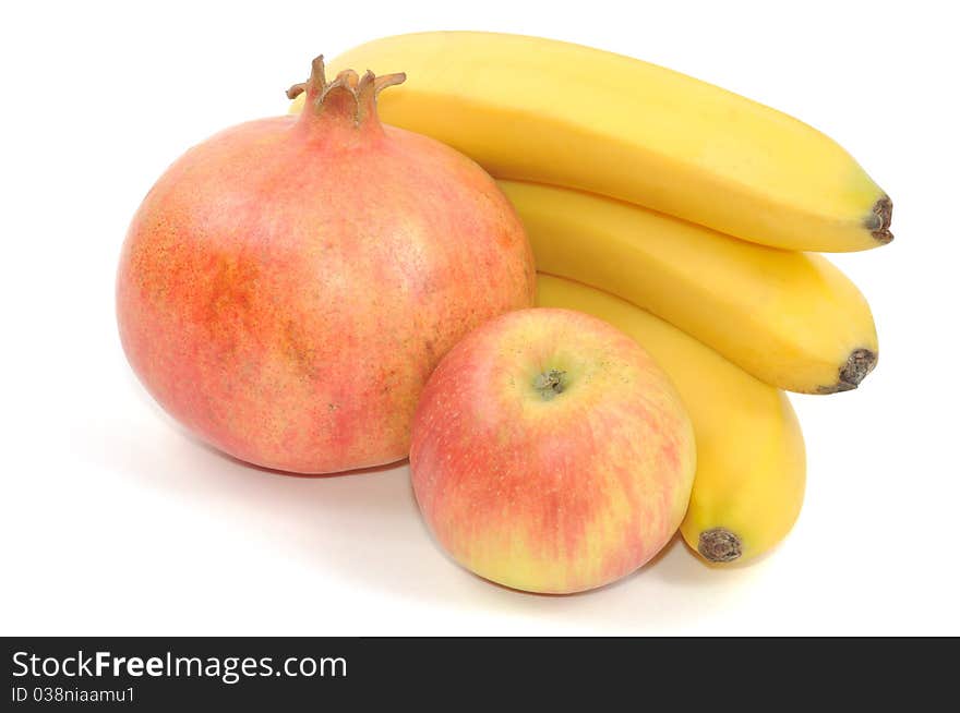 Bunch of fruits isolated on a white background