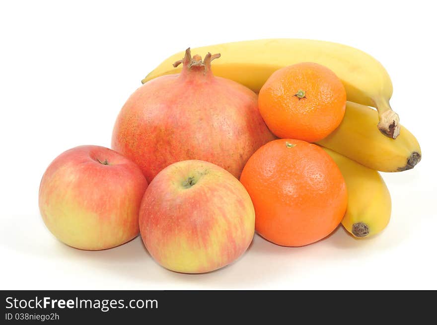 Bunch of fruits isolated on a white background