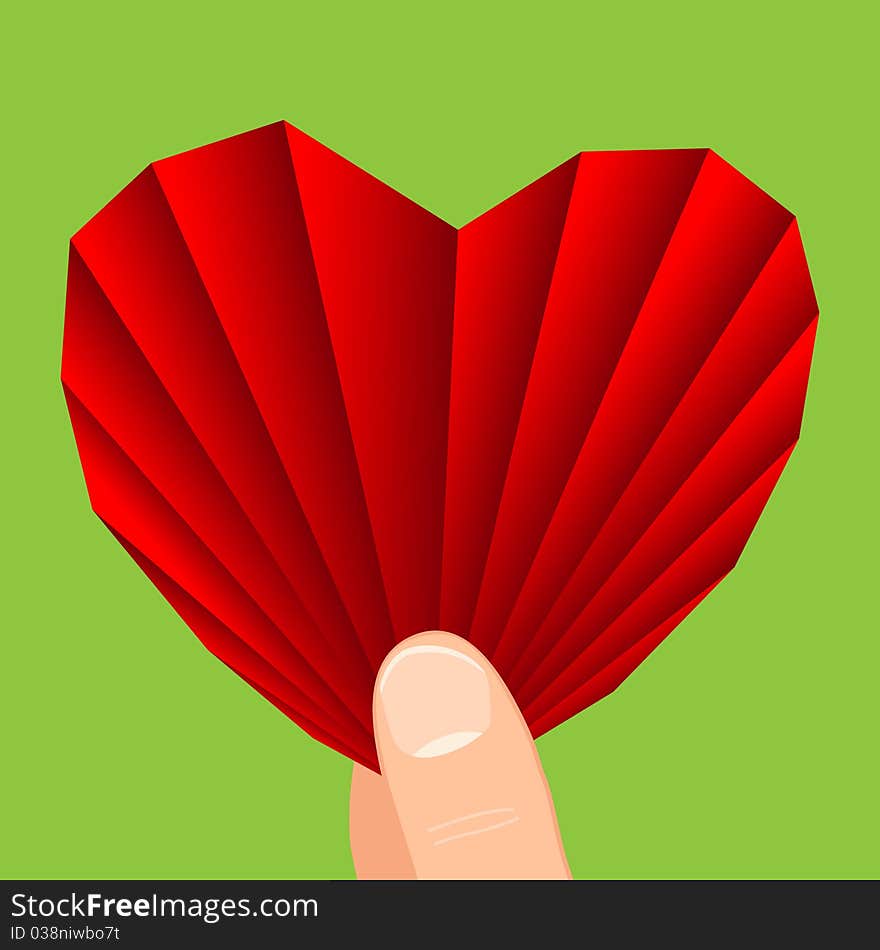 Heart in hand. Vector illustration.