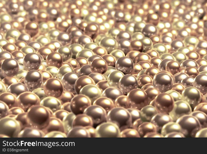 A bunch of pearls with champagne color and glossy surface.