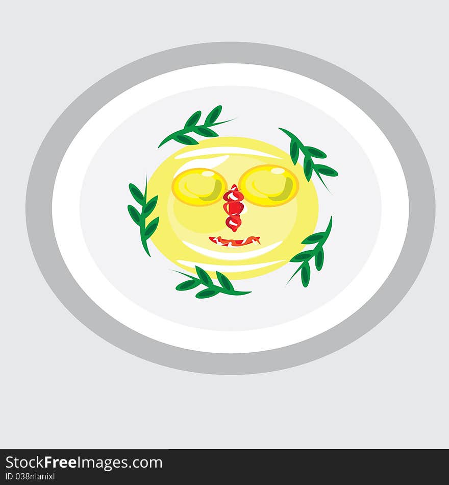 Cheerful fried eggs on a plate