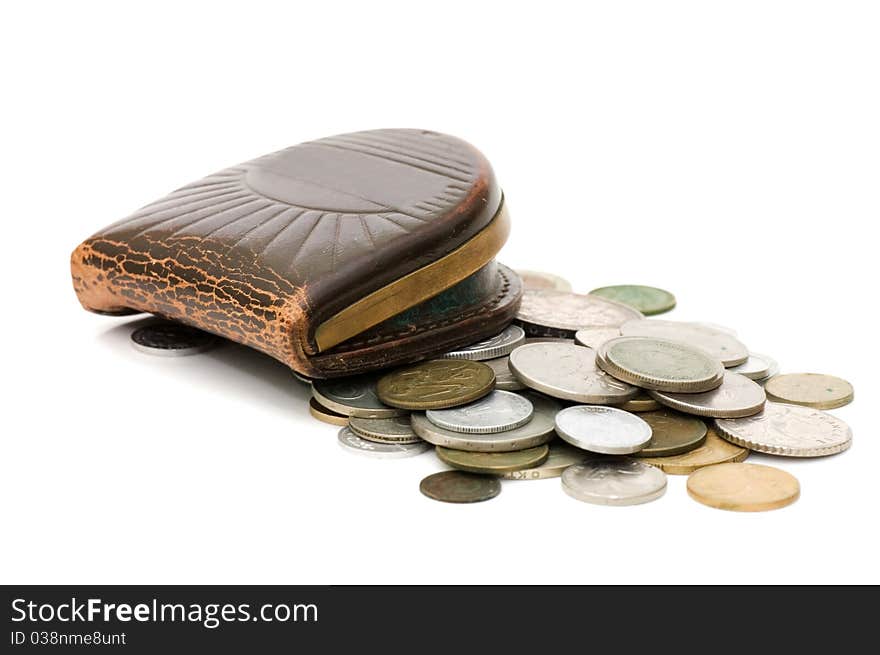 Old coins isolated on white