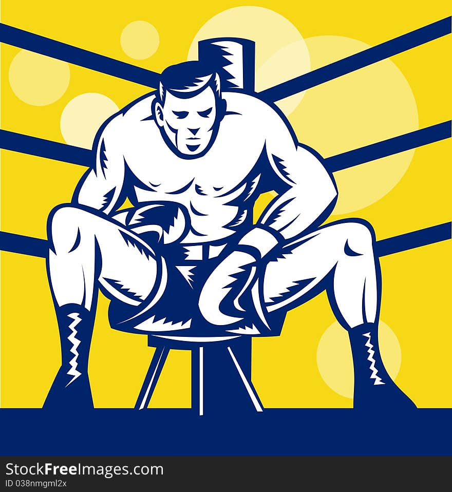 Boxer Sitting On Stool Front