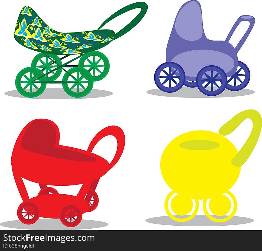 Set children's prams. Illustration.