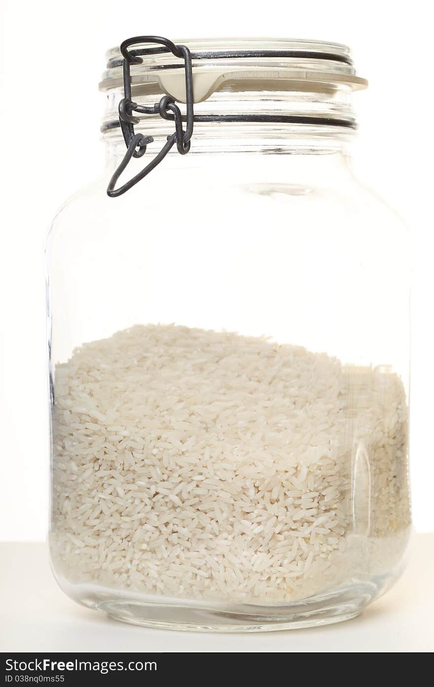 Rice In Jar On White Background