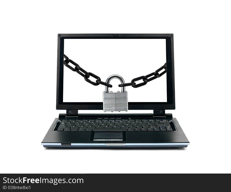 A laptop computer isolated against a white background