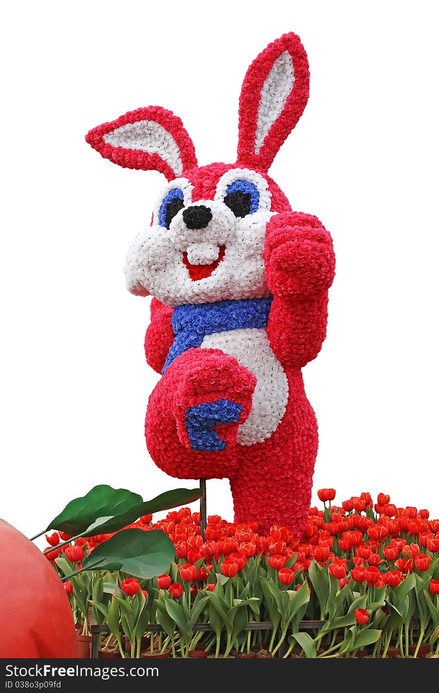 Vigorous Rabbit Flowered With Tulips