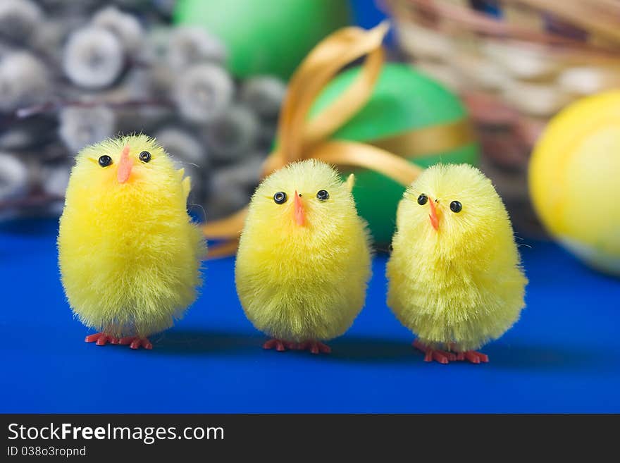 Easter still life on a blue background