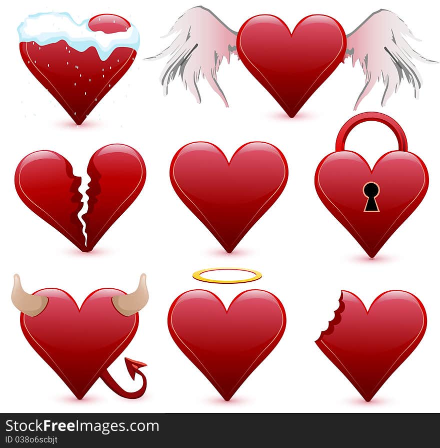 Collection of different hearts