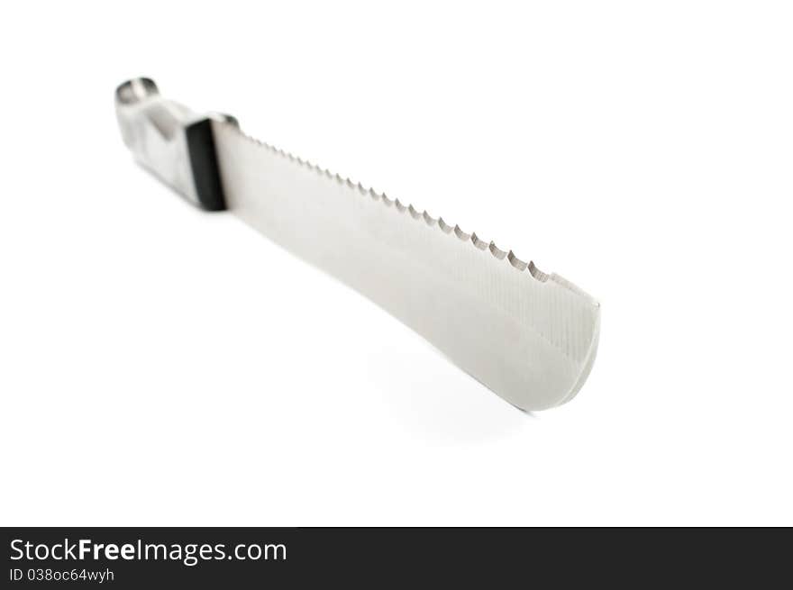 Big knife with black handle on a white background