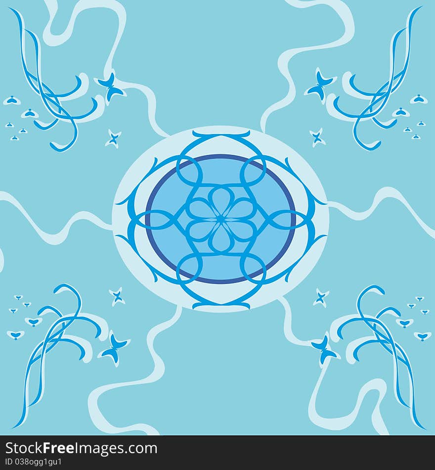 Abstract blue background with curls