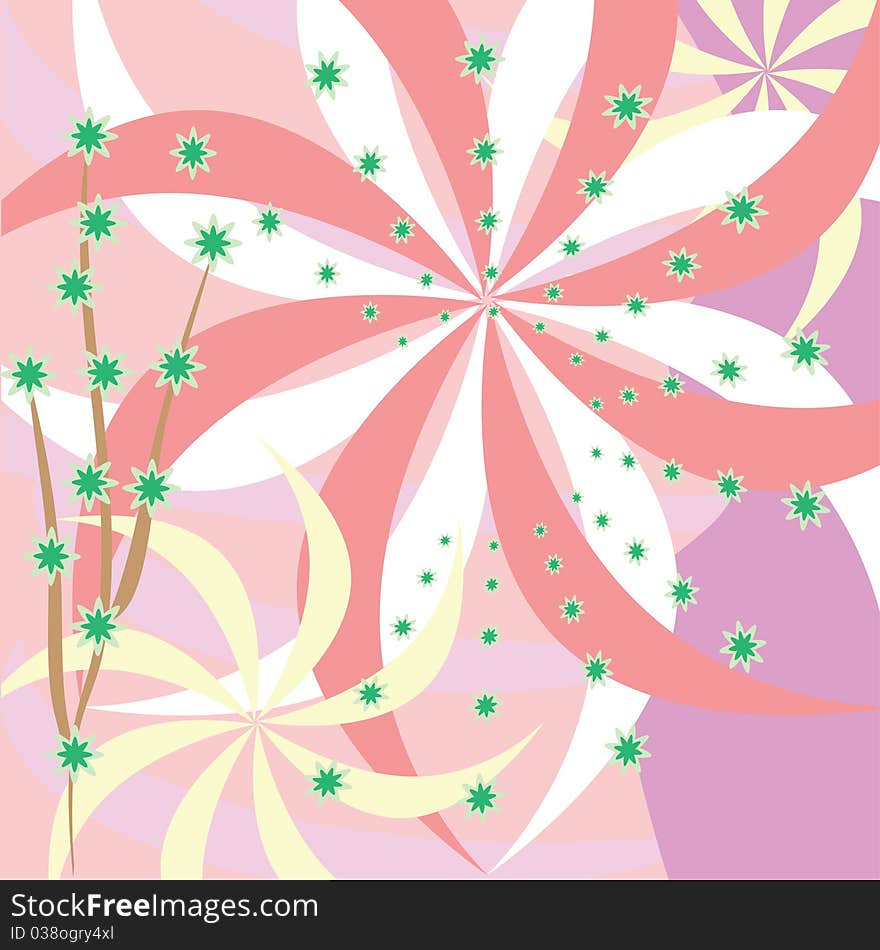 Abstract ping background with flowers