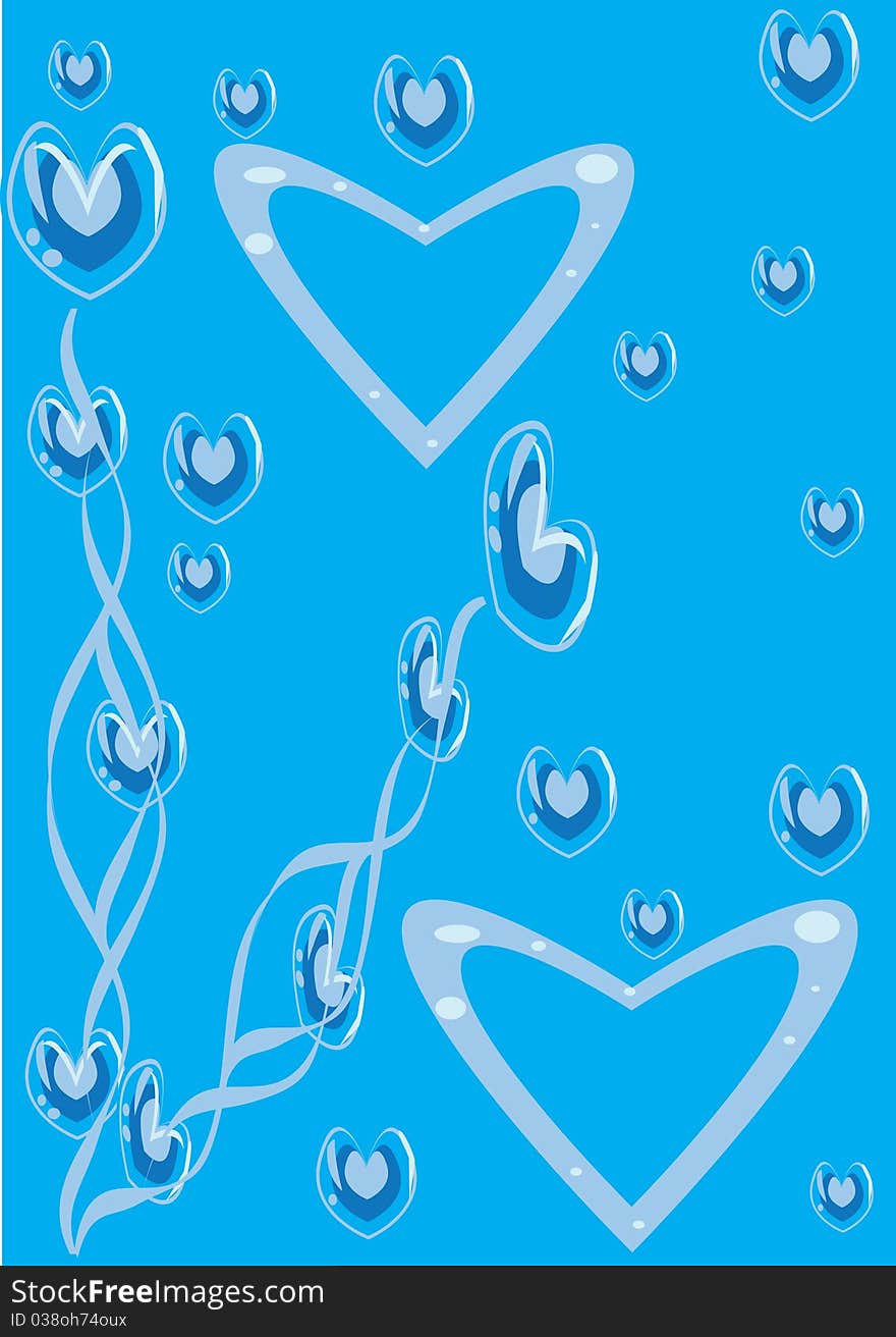 Abstract blue background with heart. Illustration