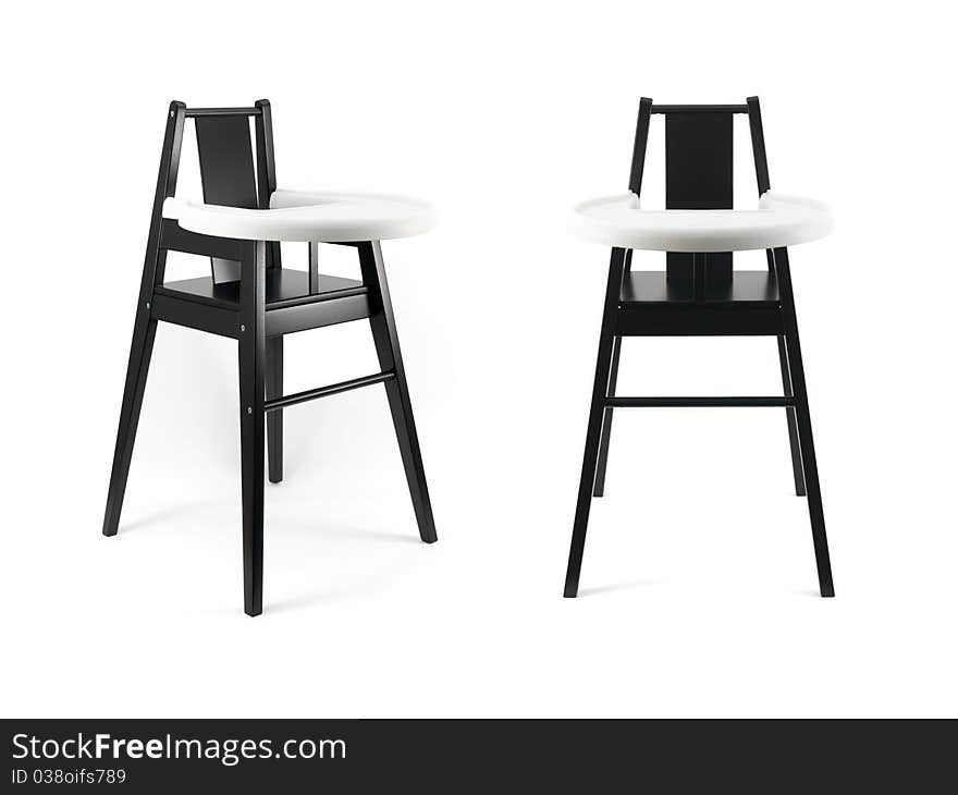 A highchair isolated against a white background