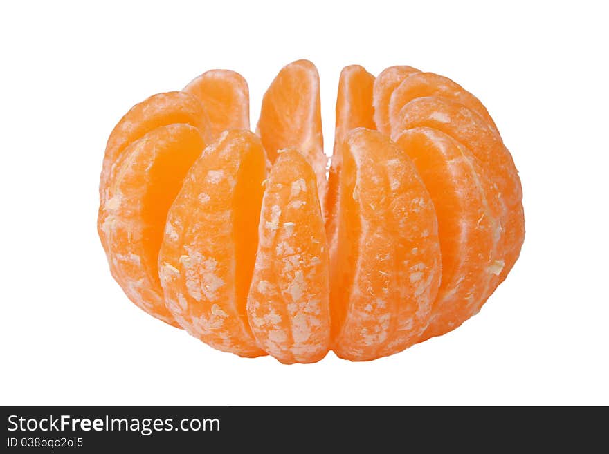 Tangerine segments on white background