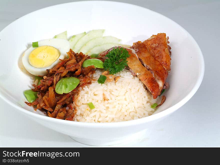 A plate of traditional malaysian chinese chicken rice