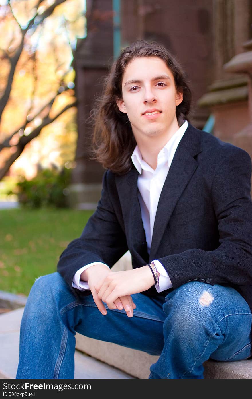 Young Man with Long Hair