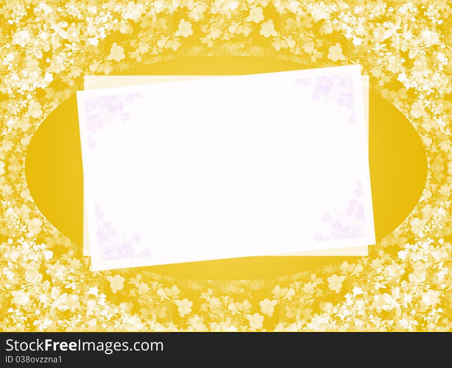 Yellow floral blank as a background for a text. Yellow floral blank as a background for a text