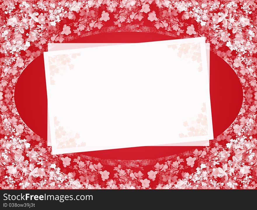 Red invitation card floral red blank