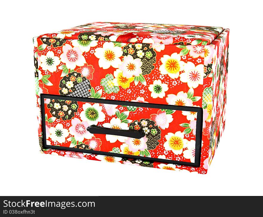 Red japan casket isolated on white background