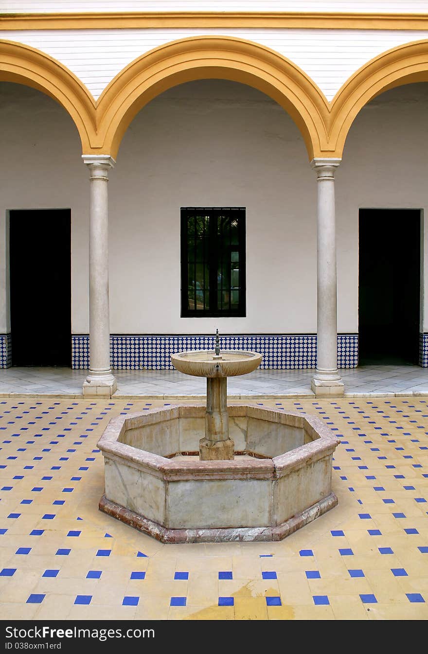 Water feature at the Real Alcazar Moorish Palace in Seville, Spain