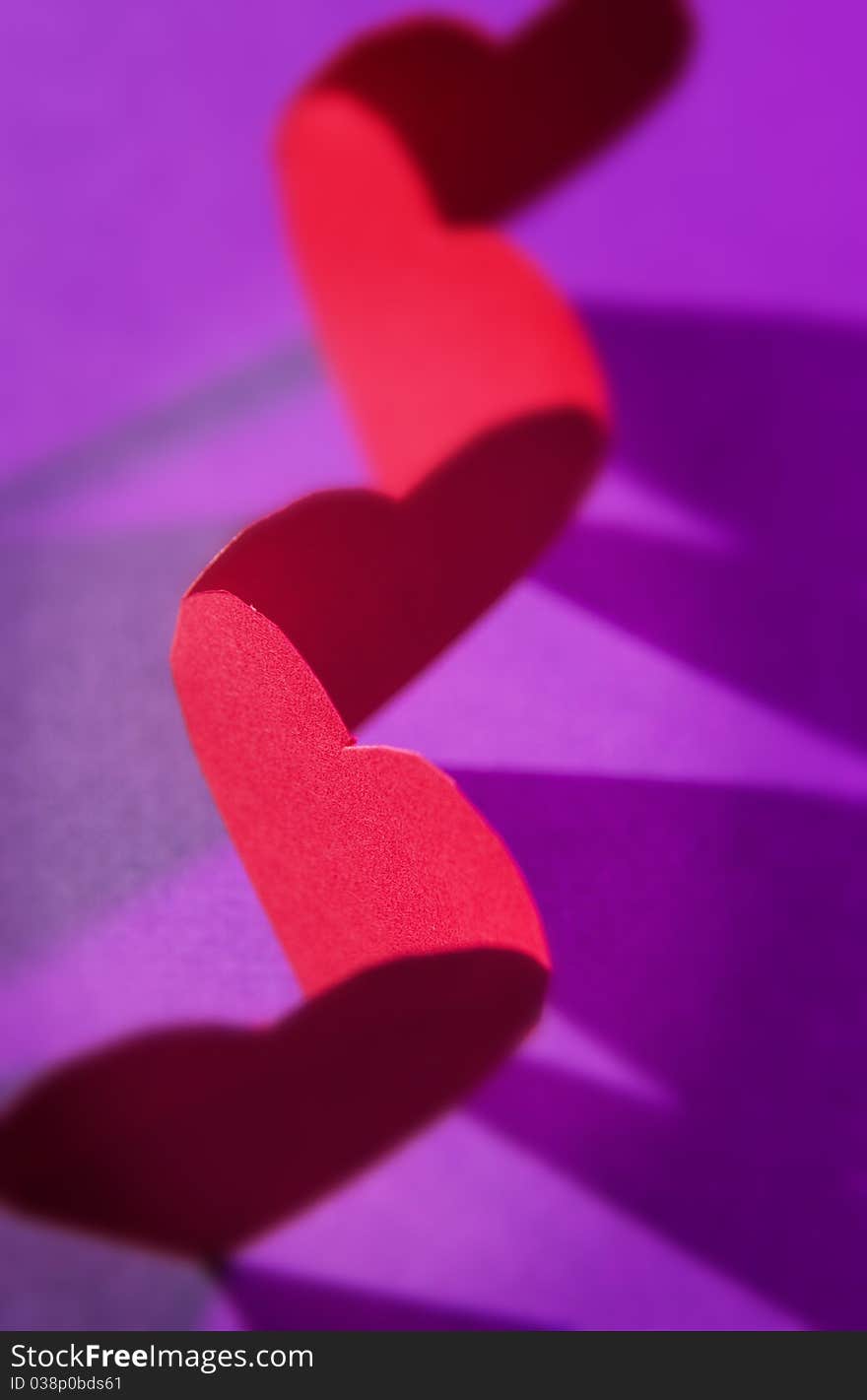 Close up of paper cutout hearts