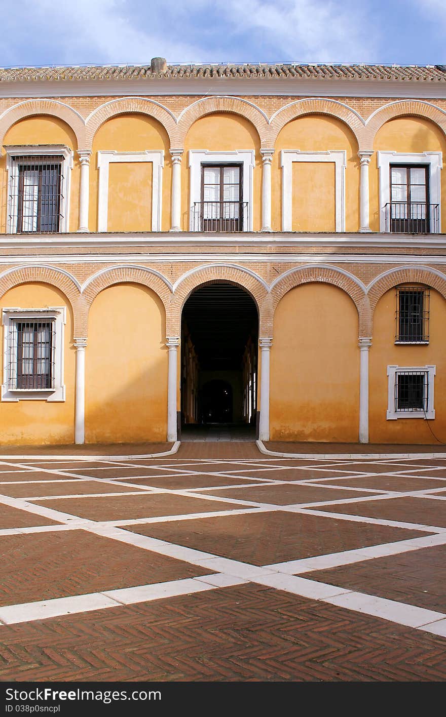 Courtyard at the Real Alcazar Moorish Palace in Seville, Spain