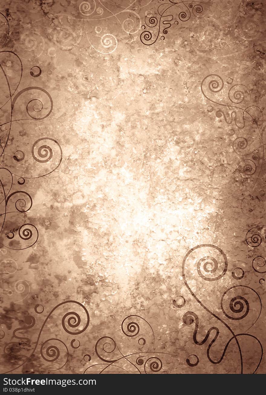 Raster grunge background with spirals