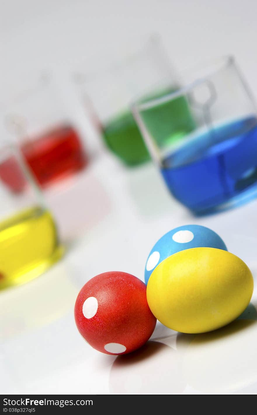 Red, yellow, green and blue dye for Easter eggs. Red, yellow, green and blue dye for Easter eggs