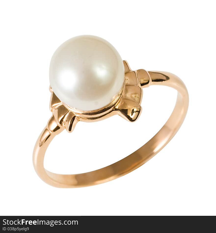 Golden ring with pearls