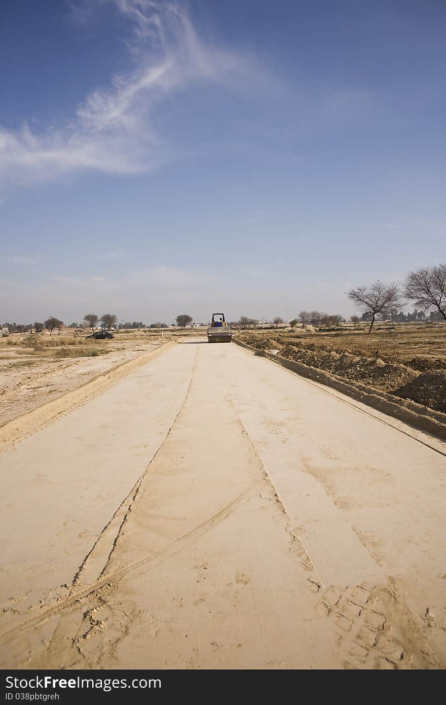 Under construction road shot from on a bright sunny day. Under construction road shot from on a bright sunny day.