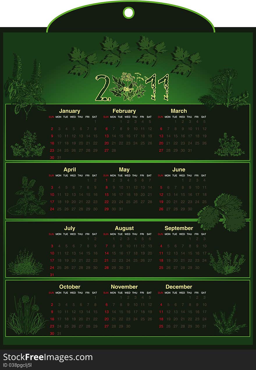 Calendar herb 2011 green spice