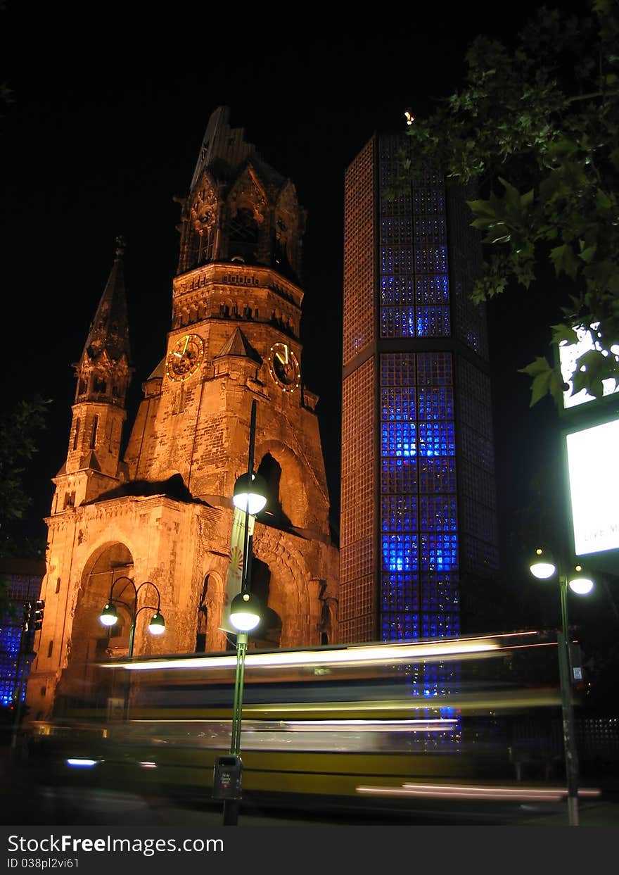 Kaiser Wilhelm Memorial Church at night