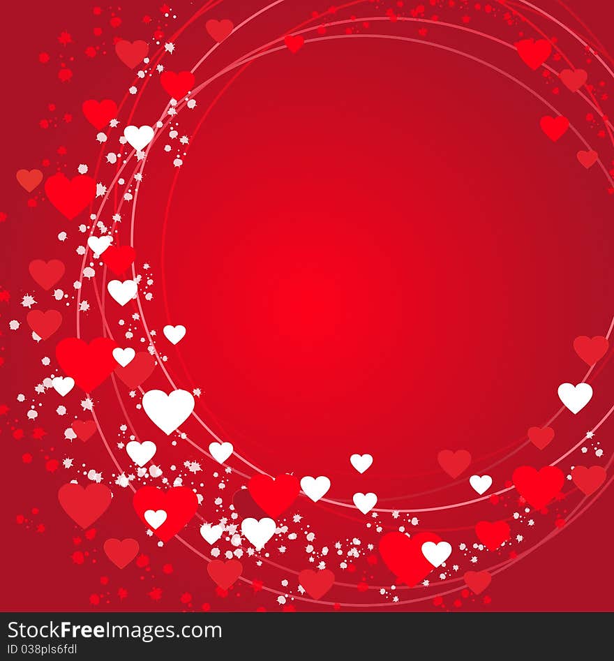 Valentines red background with hearts.