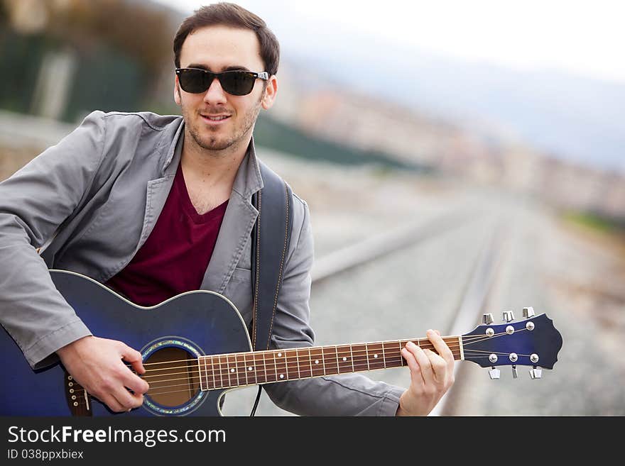 Young guitar performer