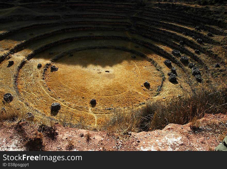 Circular terraces - Inca ruin in Peru. Circular terraces - Inca ruin in Peru