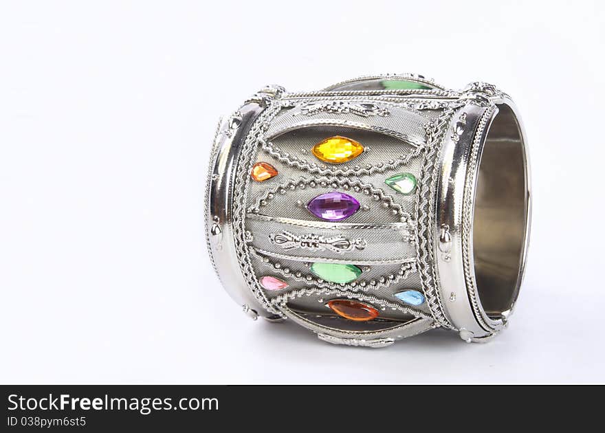 Indian Traditional silver Bangle with Gemstones