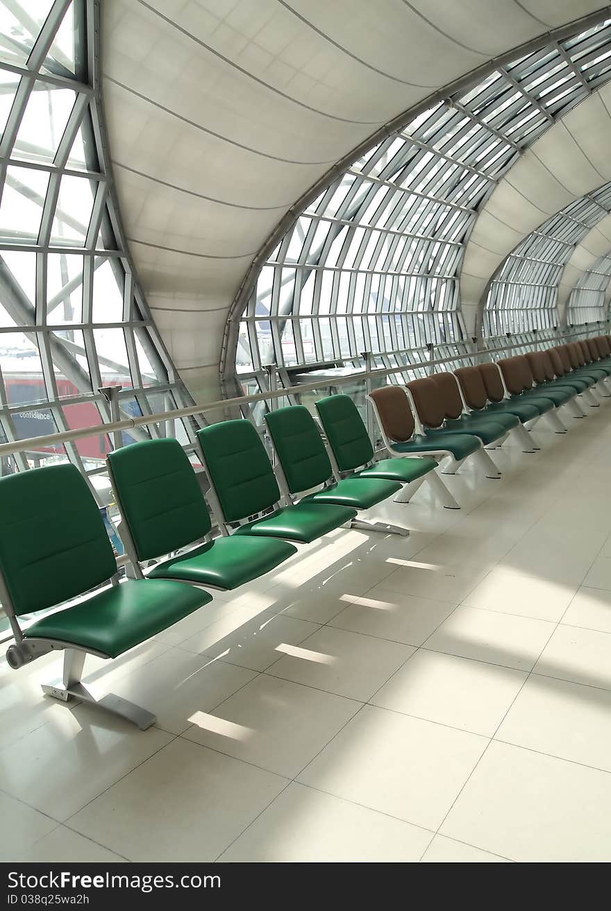 Waiting room, place in airport, perspective view