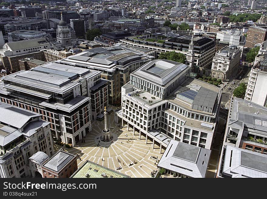 Aerial view with office constructions and monuments from london uk europe. Aerial view with office constructions and monuments from london uk europe