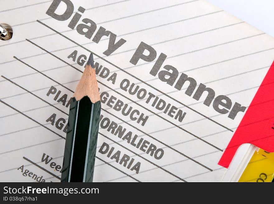 A pencil on Diary planner