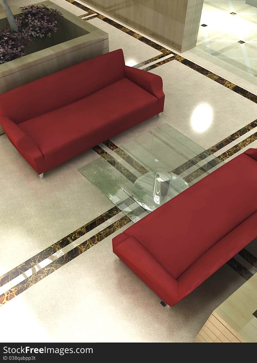 Modern sofa 3D computer rendering. Modern sofa 3D computer rendering