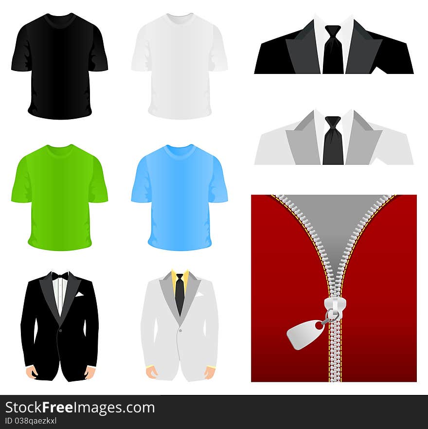 Collection of fashionable clothes for design. A illustration. Collection of fashionable clothes for design. A illustration