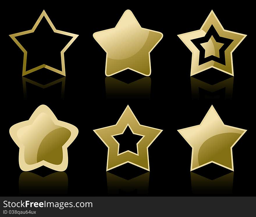 Set of icons of gold stars. A  illustration. Set of icons of gold stars. A  illustration