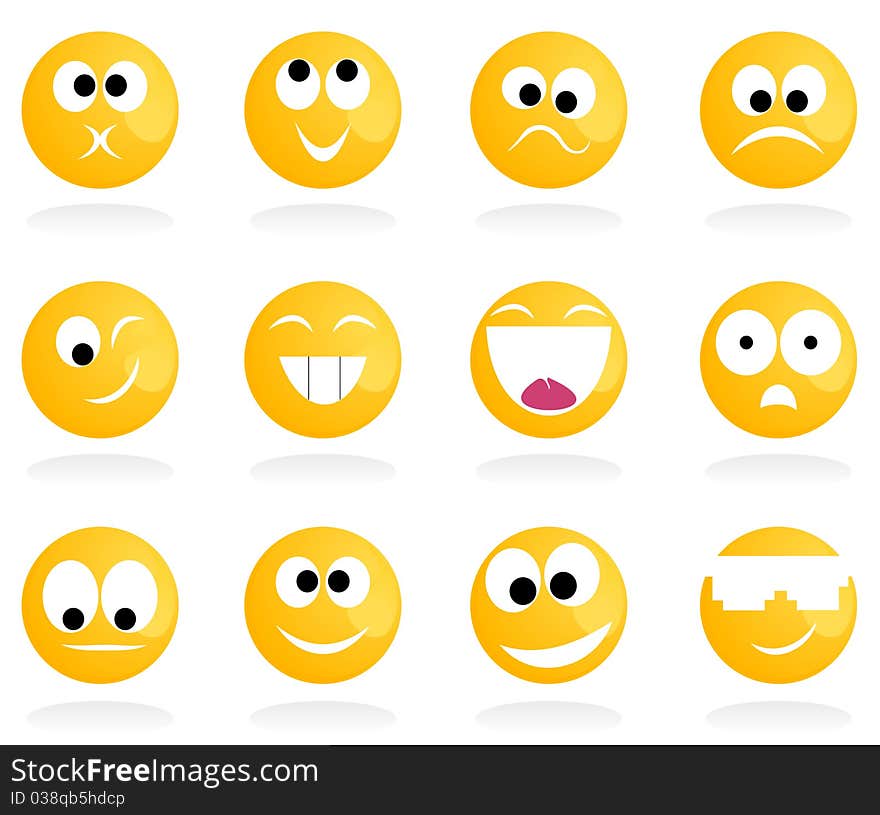 Set of cheerful and sad smiles. A illustration. Set of cheerful and sad smiles. A illustration