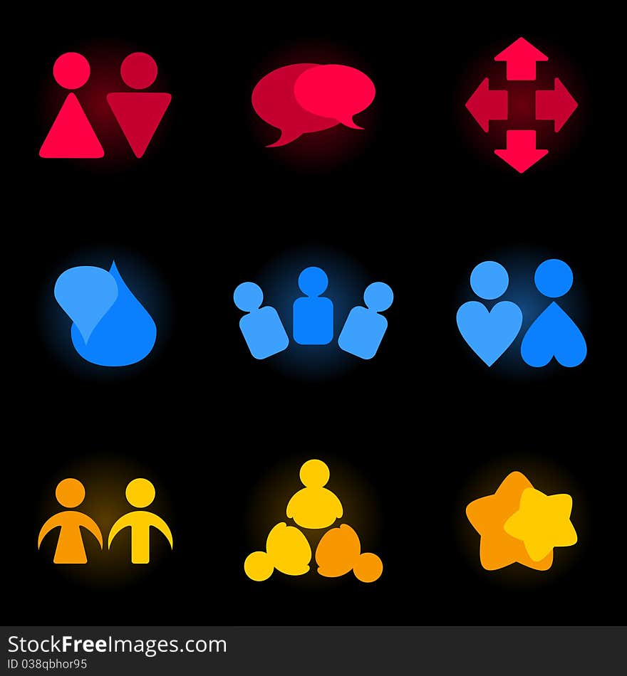 Set of users of different colour. A illustration. Set of users of different colour. A illustration