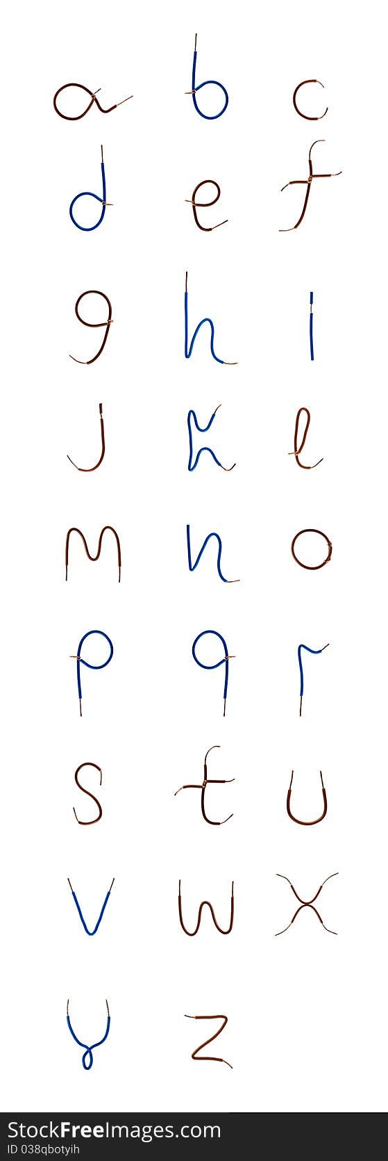 The alphabet from electric wires