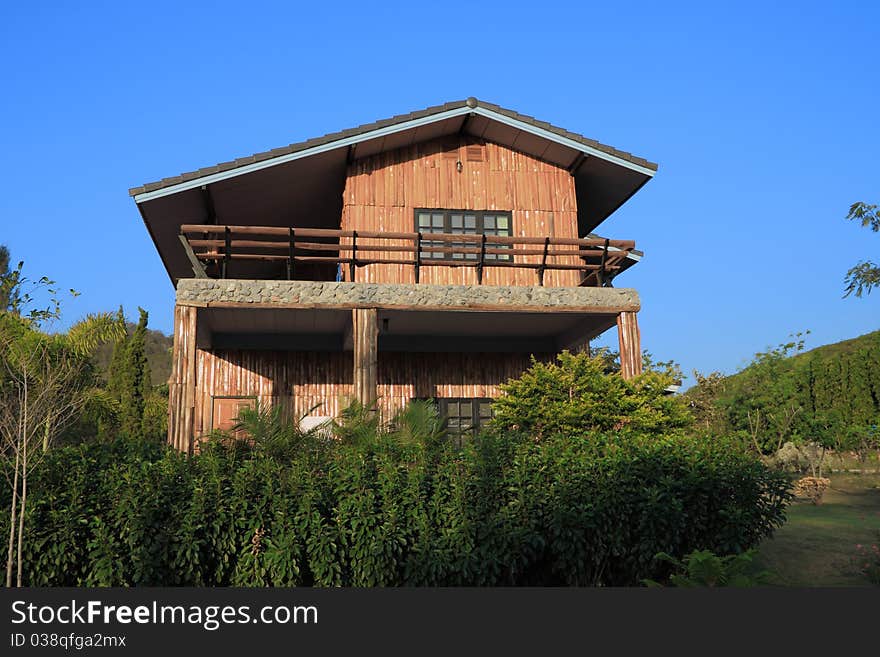 Tropical forest hut.