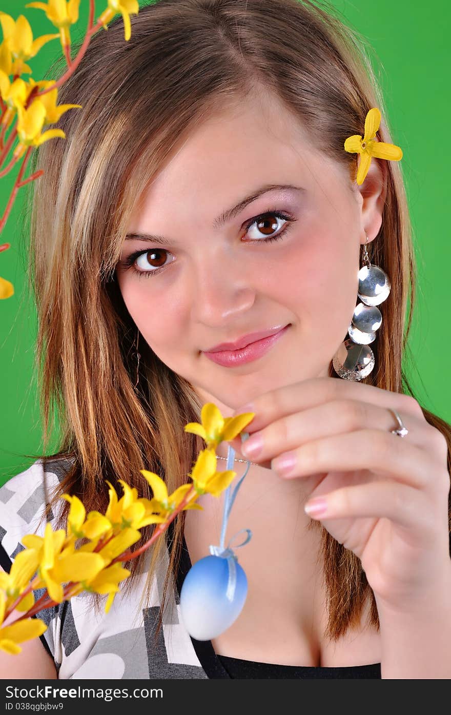 Young beautiful girl preparing for Easter